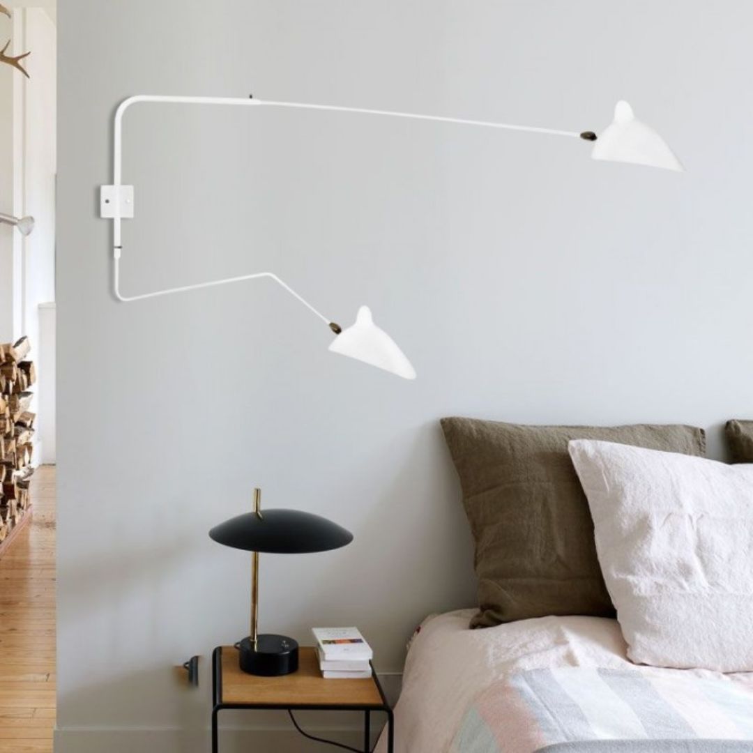 Verstelbare Wandlamp E14 Zwart/Wit 1-2 Koppen