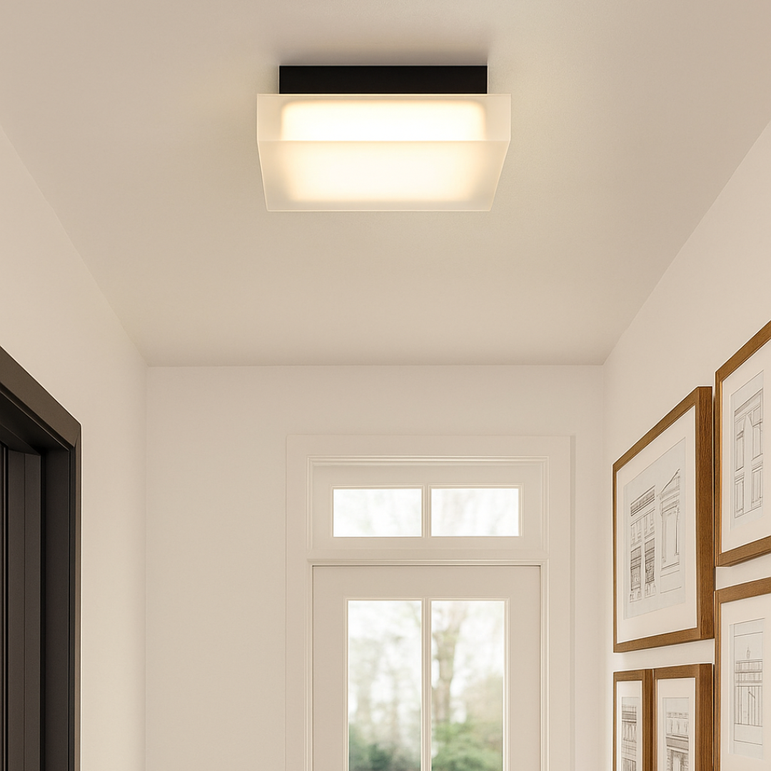 Strakke Plafondlamp met Semi-Opaque Diffuser voor Slaapkamer en Badkamer