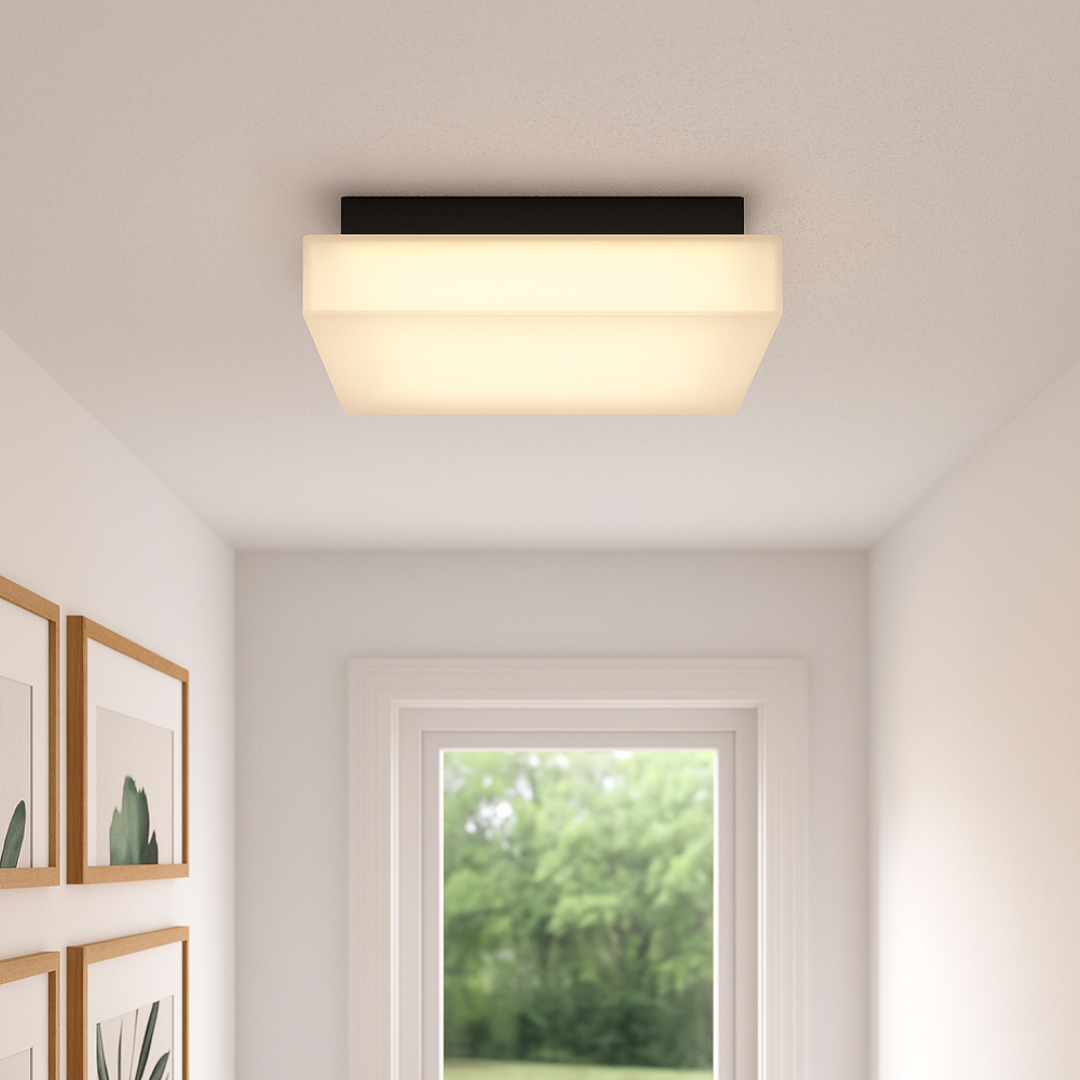 Strakke Plafondlamp met Semi-Opaque Diffuser voor Slaapkamer en Badkamer