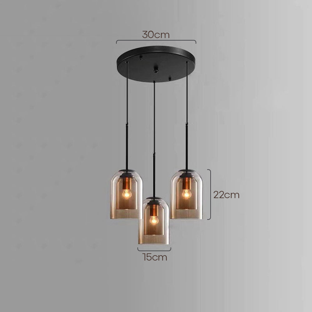 Glazen Hanglamp – Modern, Dubbele Laag, IJzer & Glas