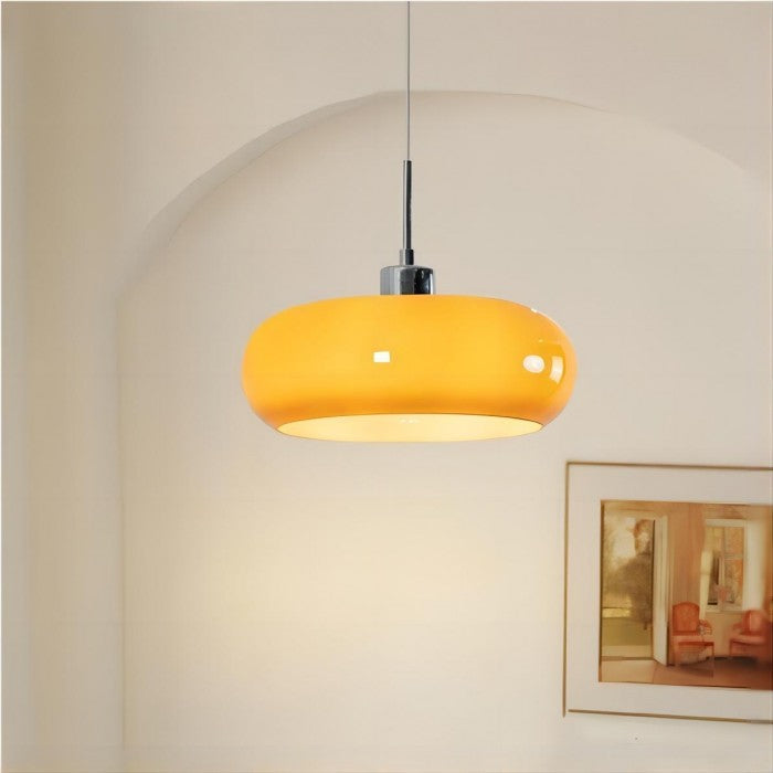 Retro Glazen Hanglamp – Bauhaus, Oranje, Scandinavisch
