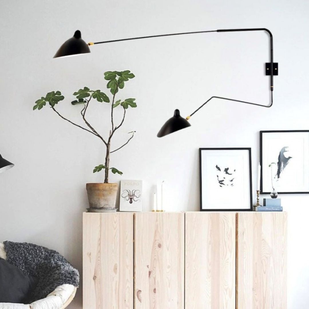 Verstelbare Wandlamp E14 Zwart/Wit 1-2 Koppen