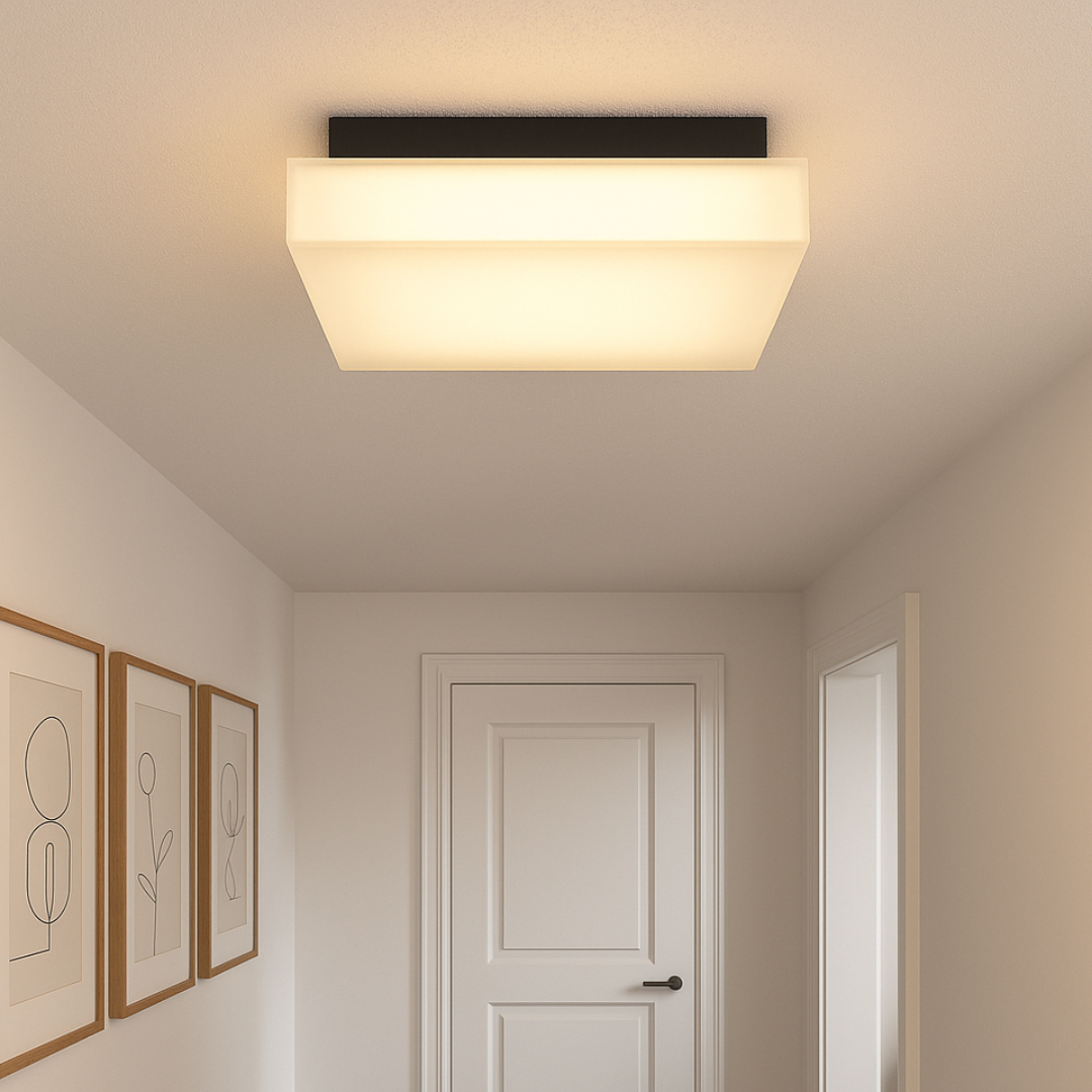 Strakke Plafondlamp met Semi-Opaque Diffuser voor Slaapkamer en Badkamer