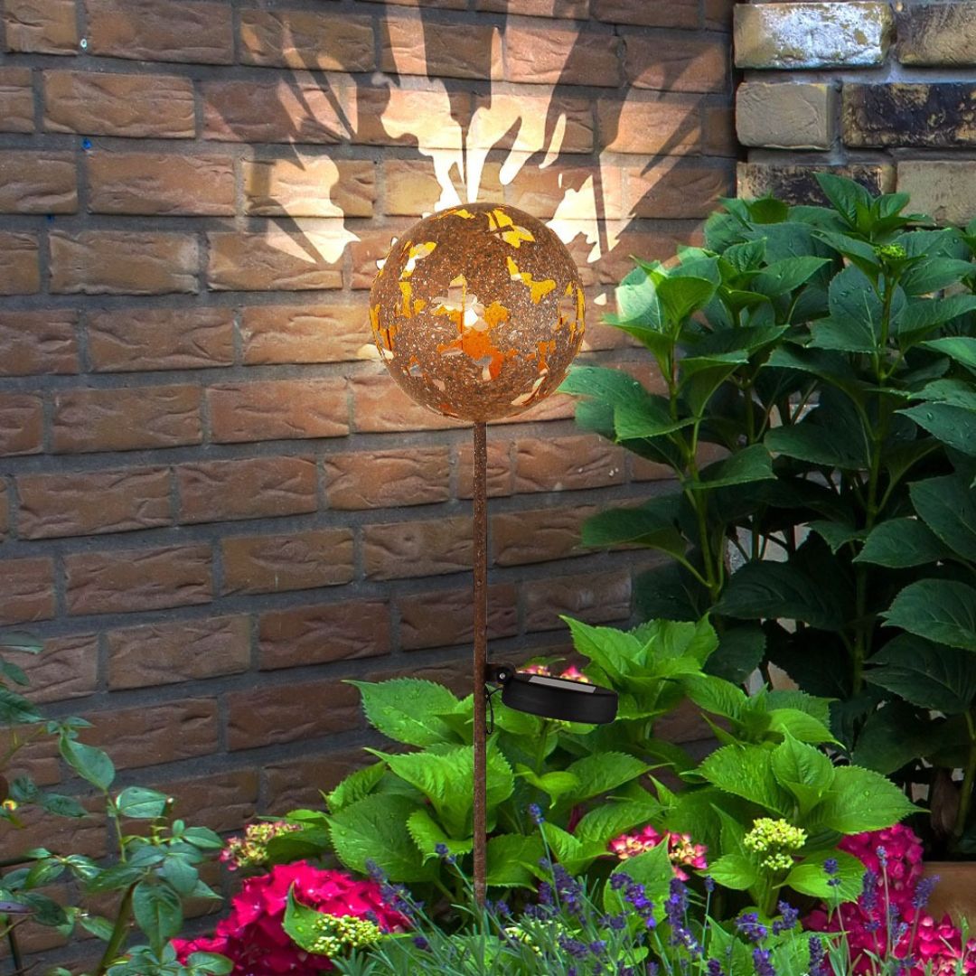Solar Tuinlamp LED Esdoornblad Roestkleurig Metaal IP44