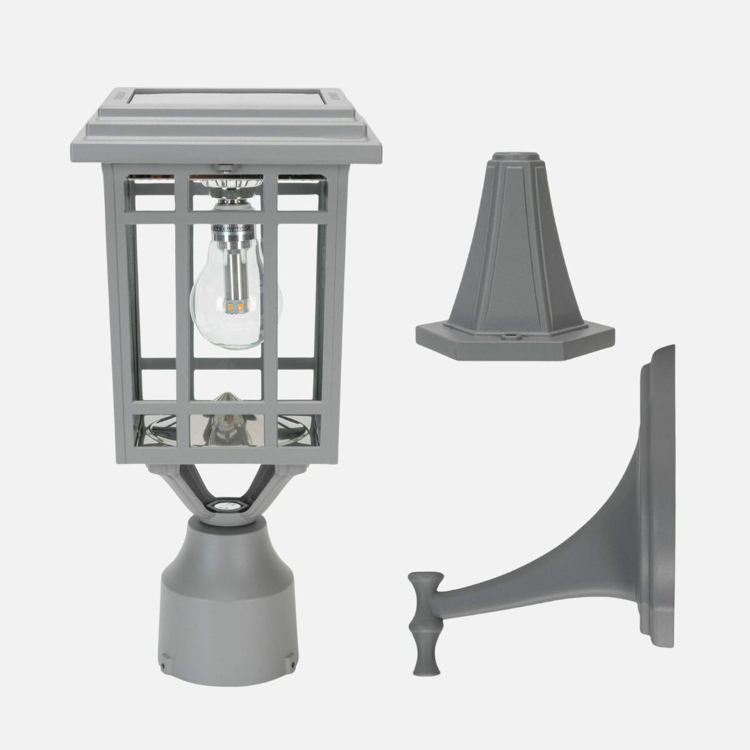 Zonne-energie Buitenlamp – Grijs Aluminium, 3 Montageopties