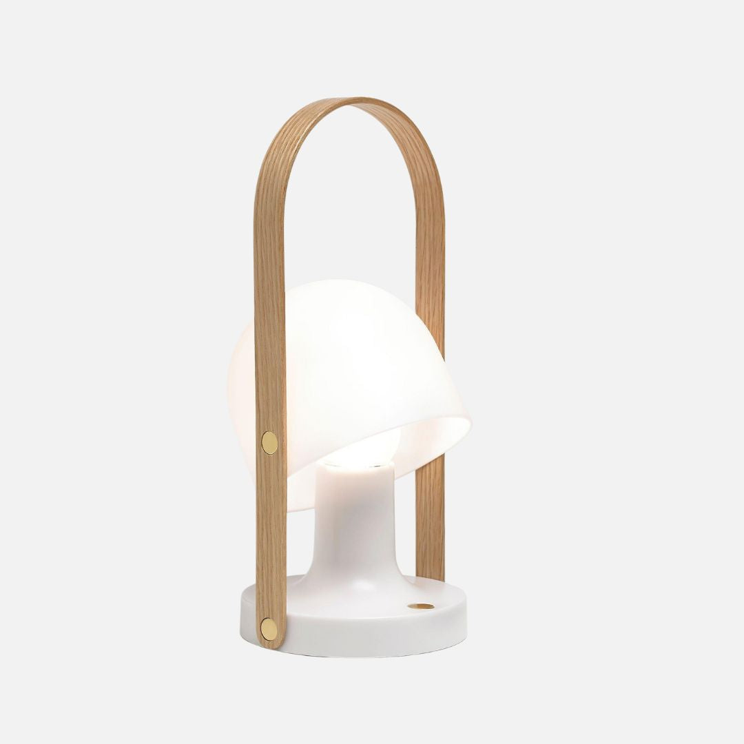 Oplaadbare Tafellamp Dimbaar met Houten Accenten voor Buiten Gebruik