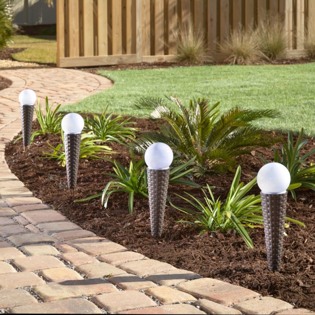 Solarpadverlichting 4-Pack Bruin Vlechtwerk met Matglazen Bol
