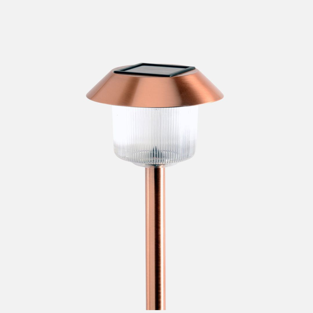 Koperen Zonnepadverlichting Buiten 12-Pack – Geborstelde Afwerking LED Pinnen