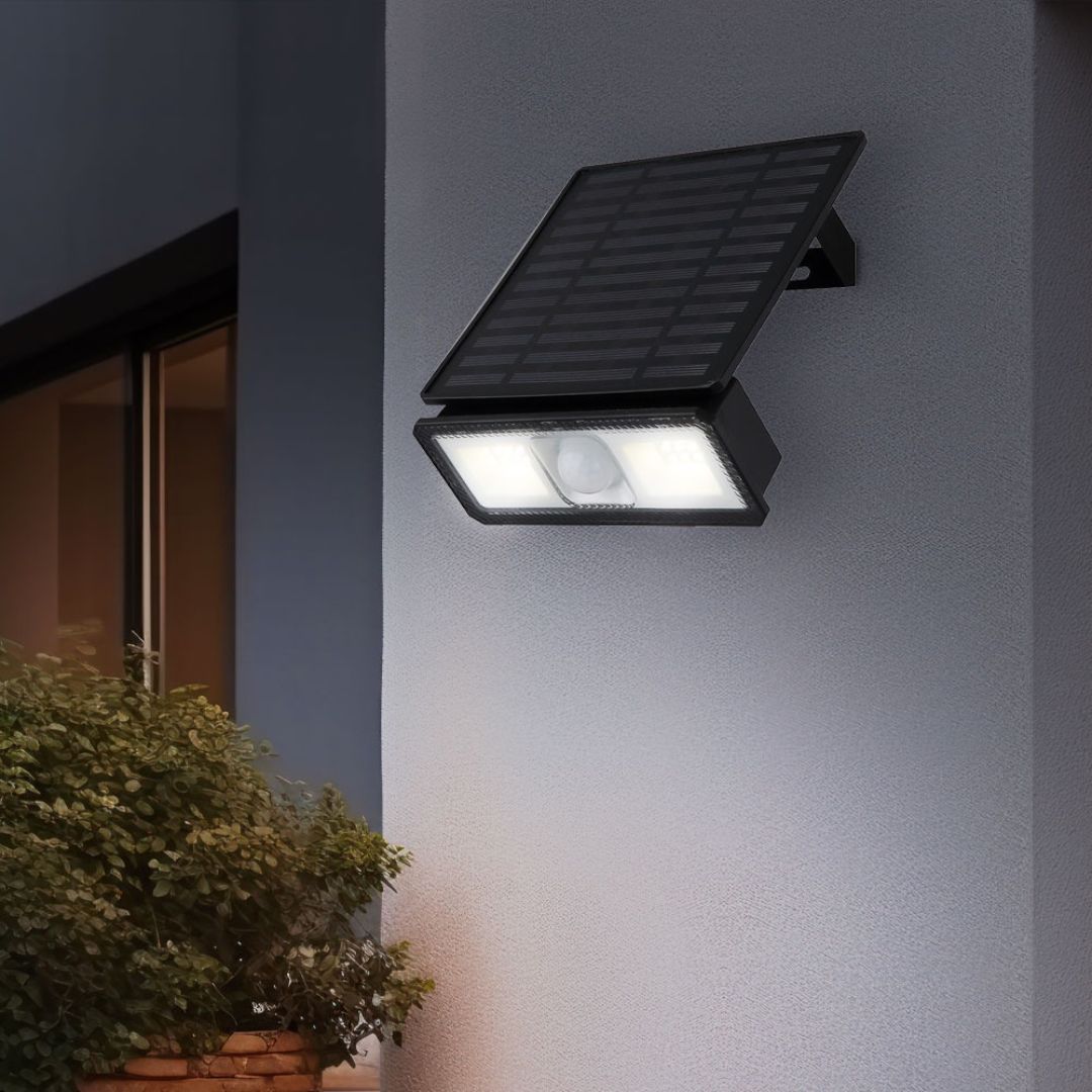LED Solar Wandlamp met Bewegingssensor IP65 500 lm Zwart