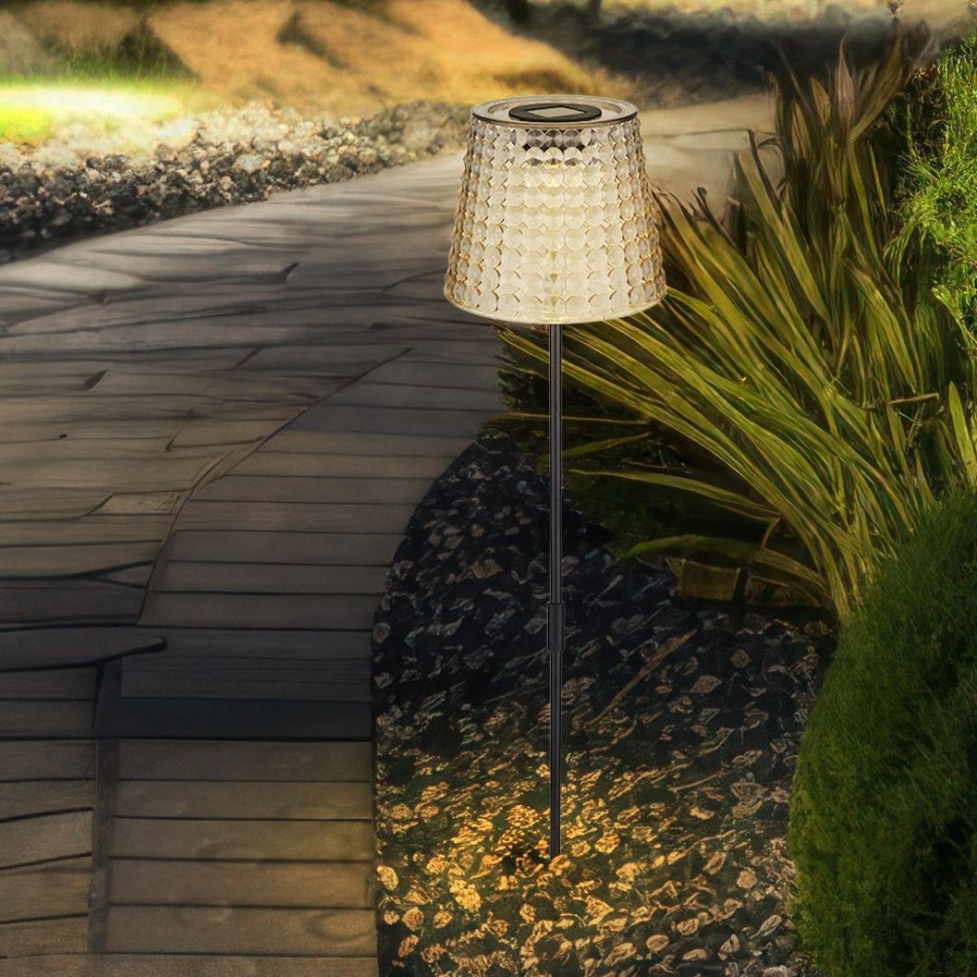 Zonne-LED tuinlampen met grondpin, zwart rookplastic