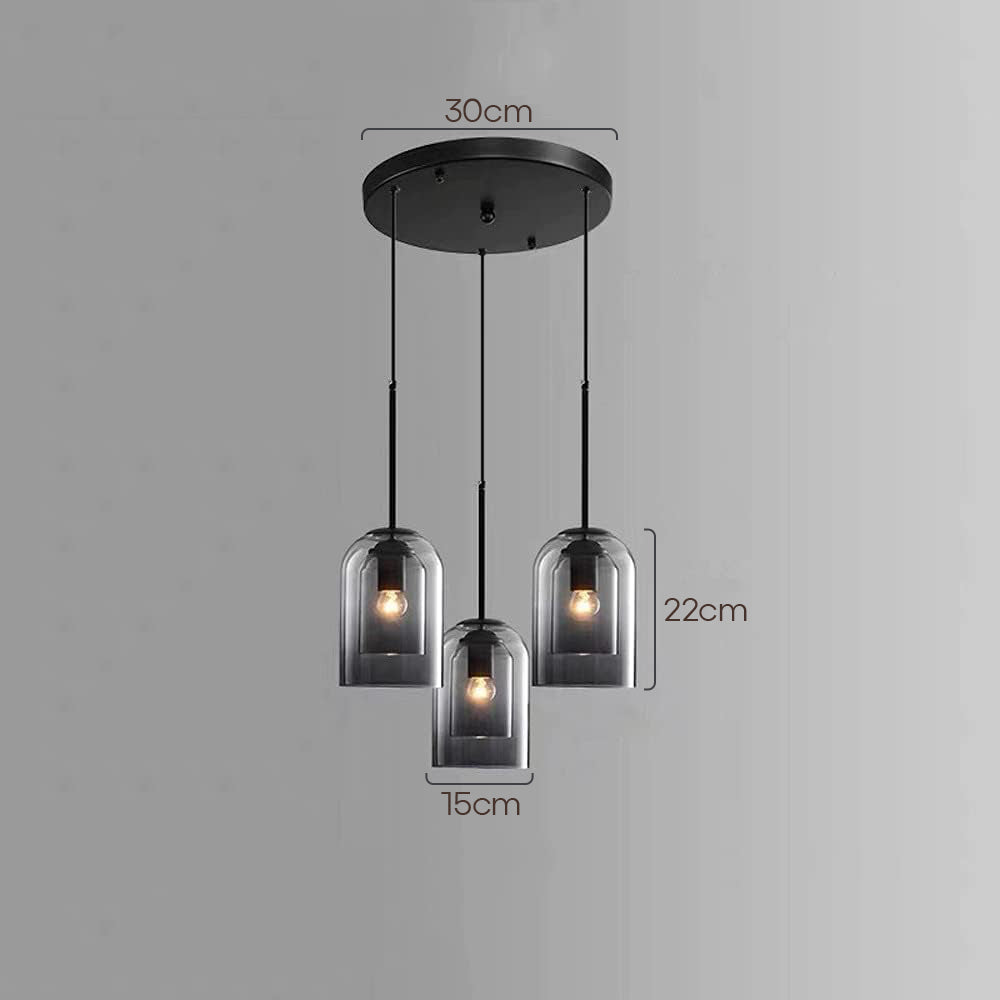 Glazen Hanglamp – Modern, Dubbele Laag, IJzer & Glas