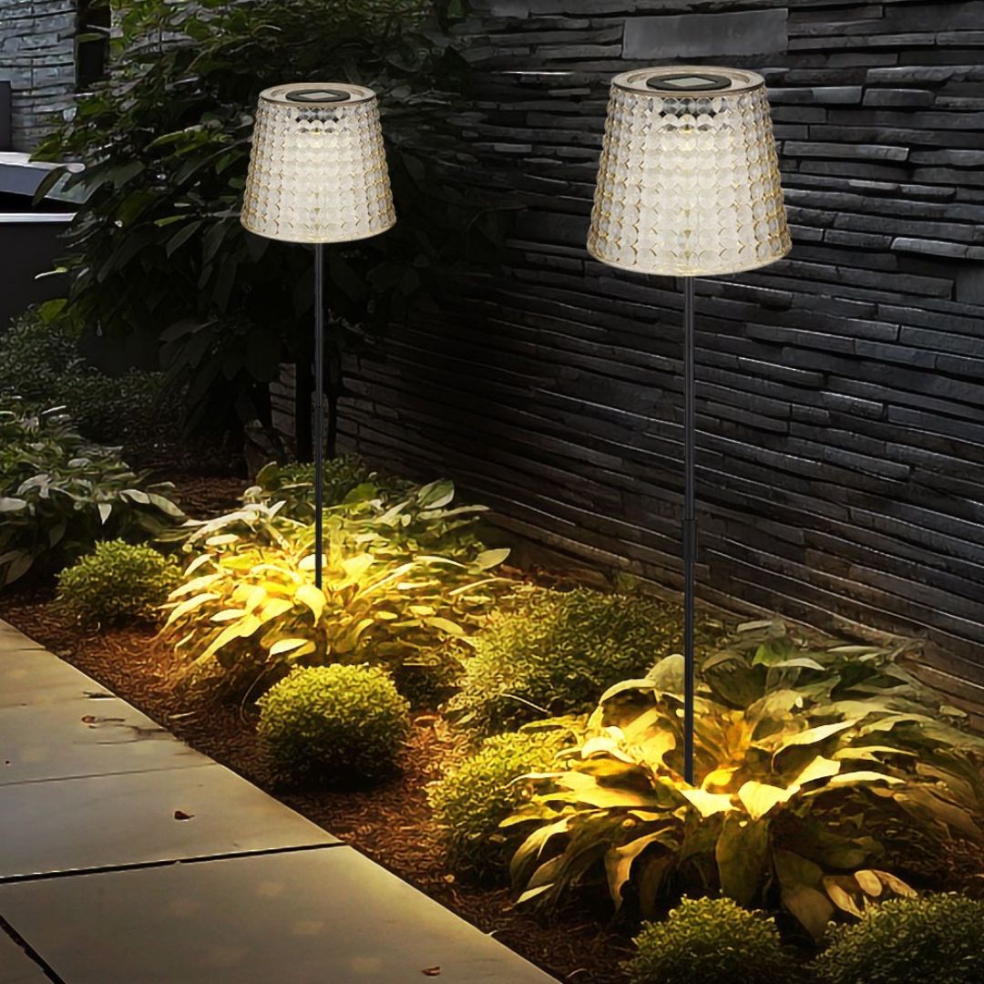 Zonne-LED tuinlampen met grondpin, zwart rookplastic