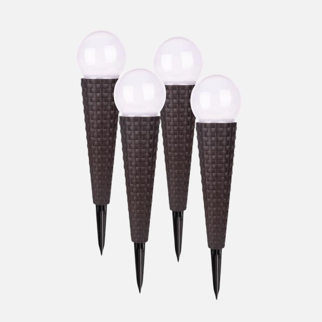 Solarpadverlichting 4-Pack Bruin Vlechtwerk met Matglazen Bol