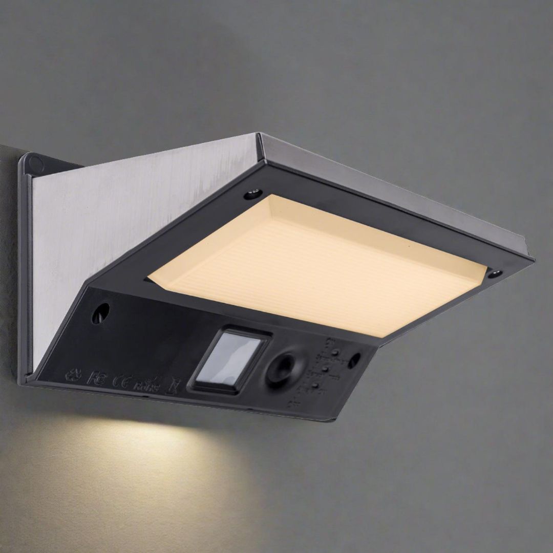 LED Solar Wandlamp Buiten met Bewegingssensor - Zwart, IP44 Waterdicht