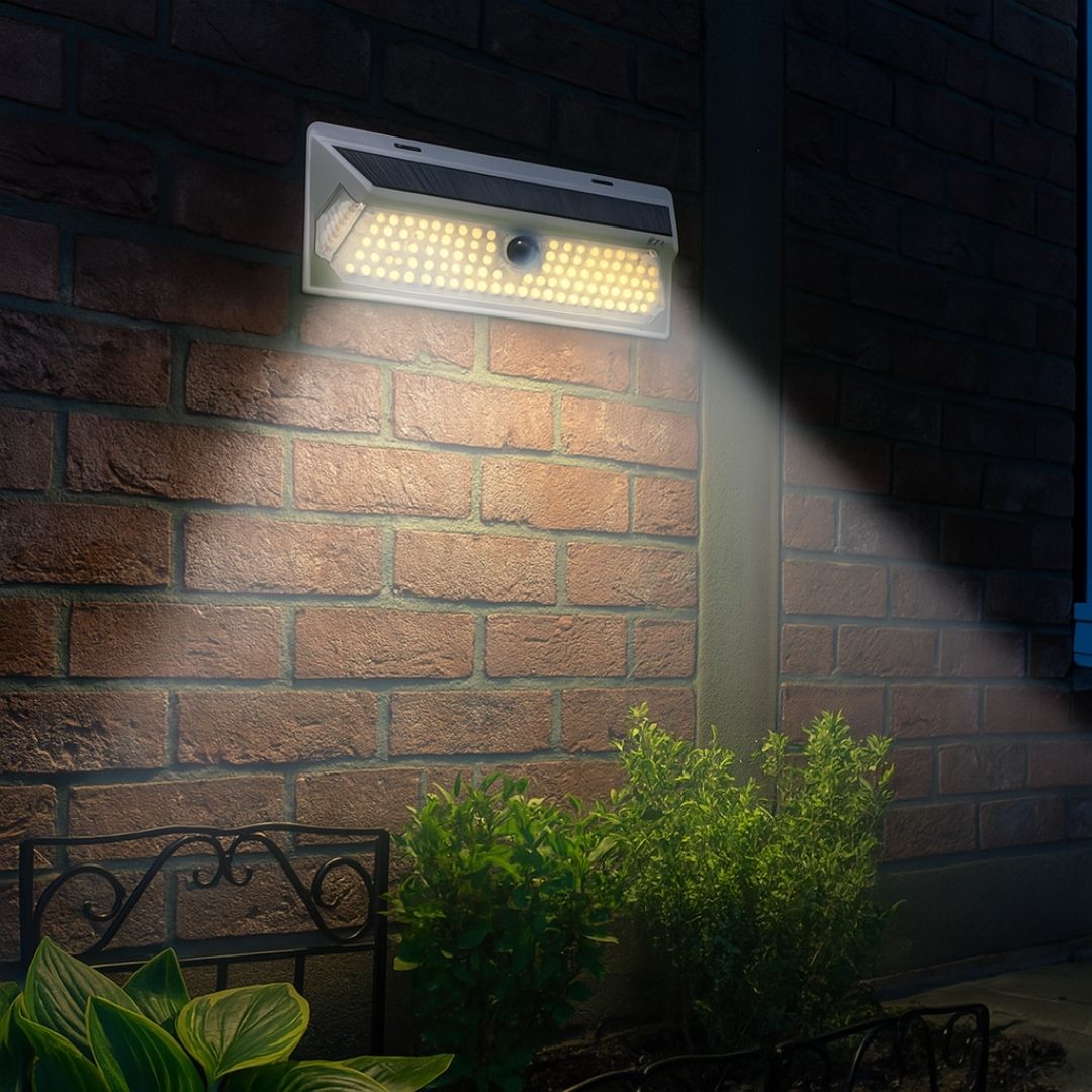 Solar Wandlamp Buiten met 120 LED's en Bewegingssensor - Weerbestendig
