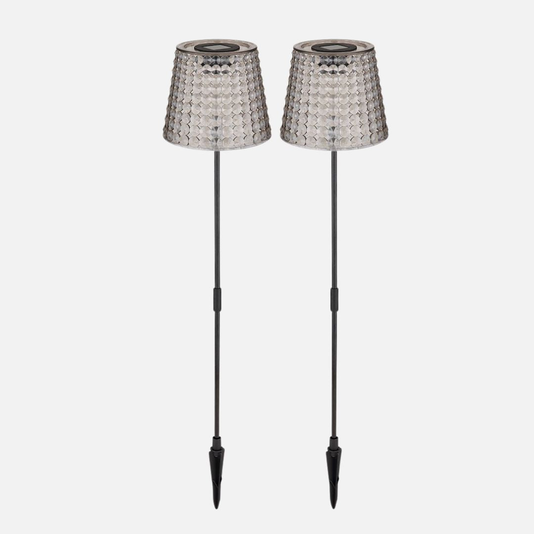 Zonne-LED tuinlampen met grondpin, zwart rookplastic