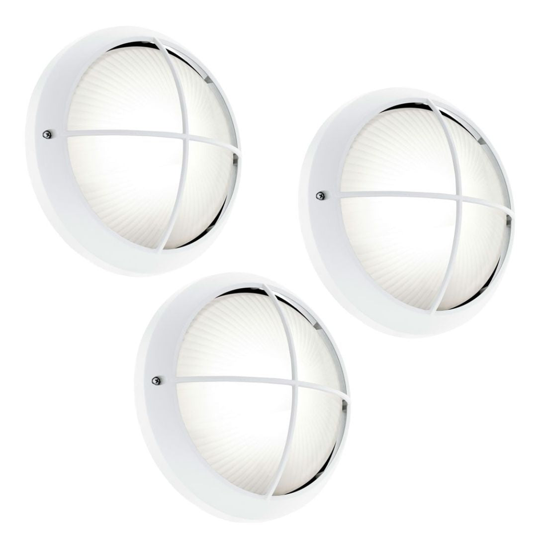 Set Buiten LED-Wandlampen, 26 cm Rond Wit Gietaluminium, IP44