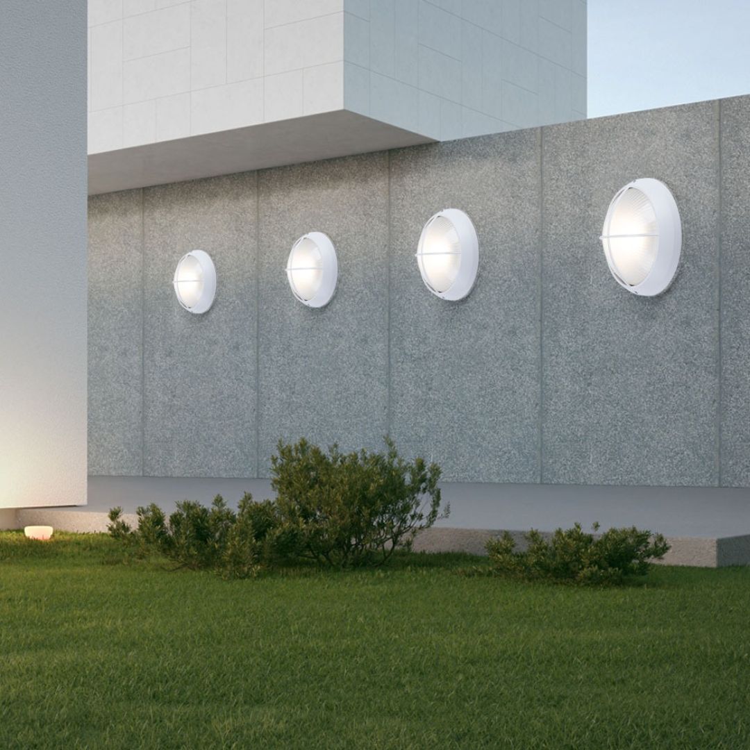 Set Buiten LED-Wandlampen, 26 cm Rond Wit Gietaluminium, IP44