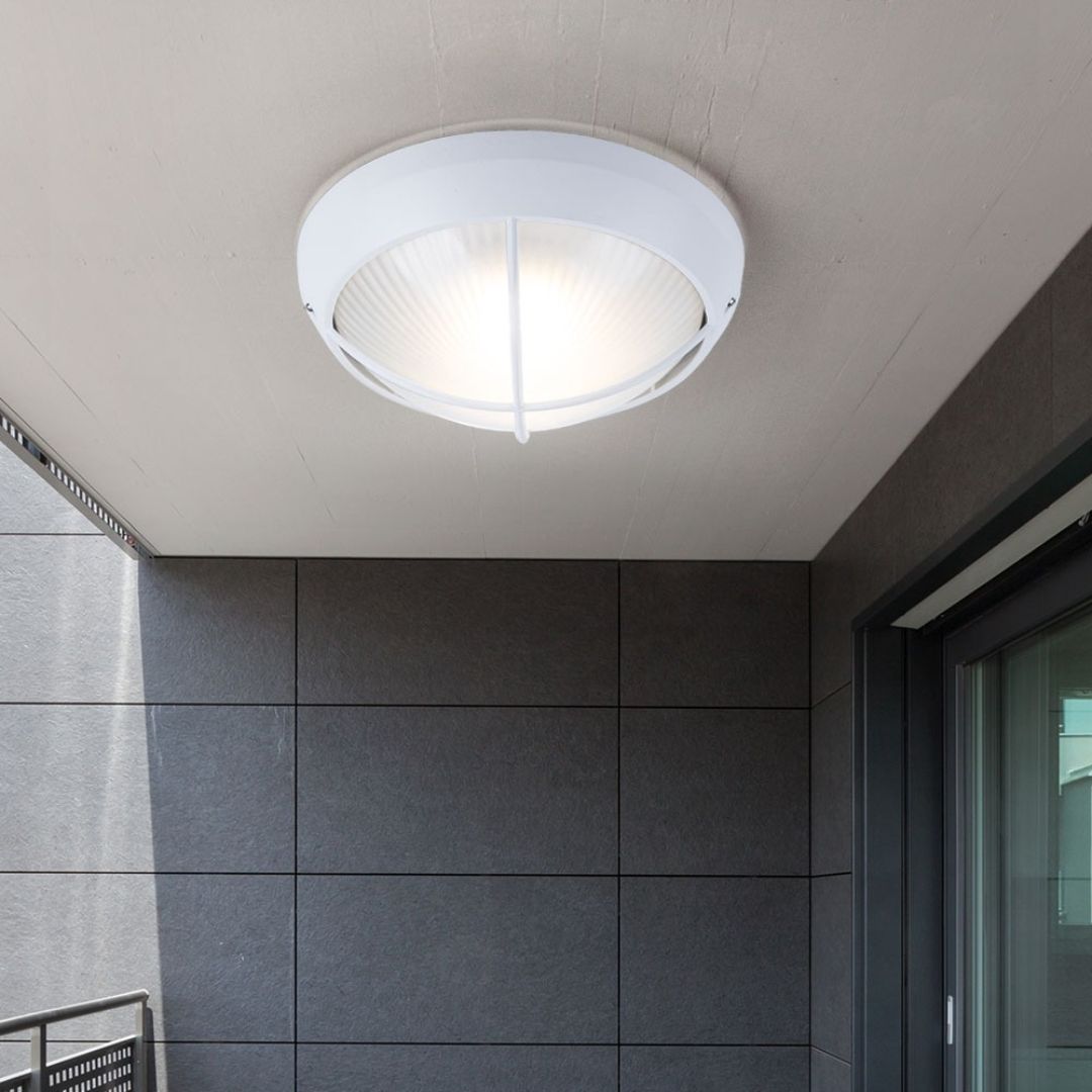 Set Buiten LED-Wandlampen, 26 cm Rond Wit Gietaluminium, IP44