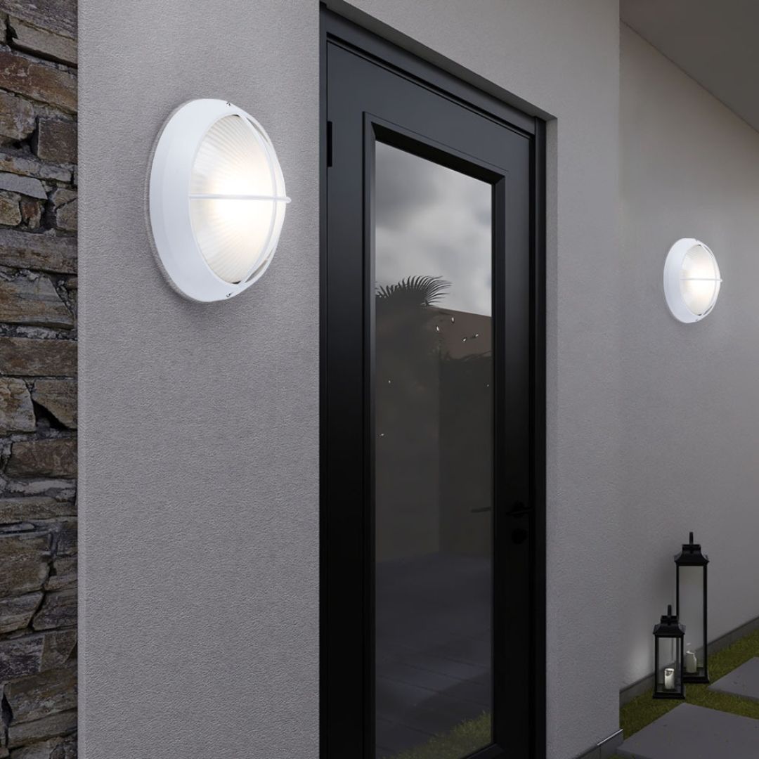 Set Buiten LED-Wandlampen, 26 cm Rond Wit Gietaluminium, IP44