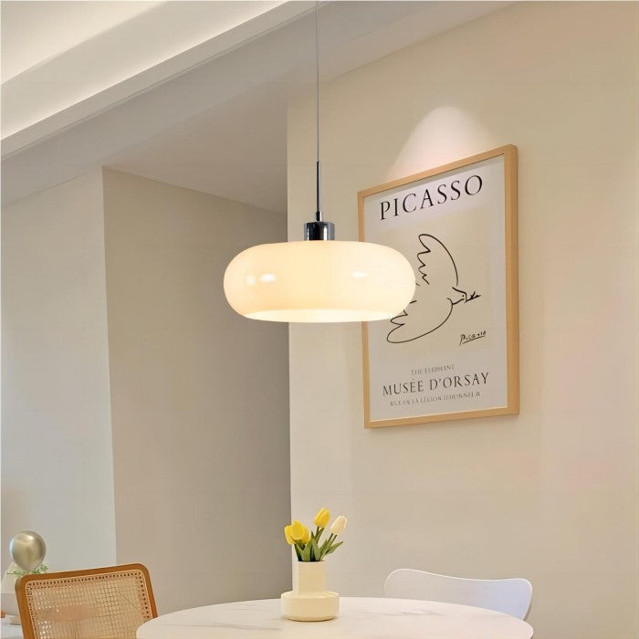 Retro Glazen Hanglamp – Bauhaus, Oranje, Scandinavisch