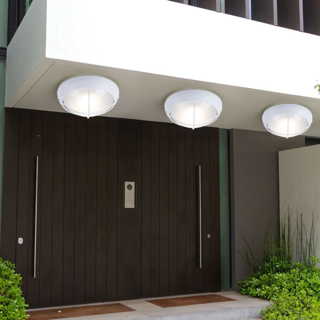 Set Buiten LED-Wandlampen, 26 cm Rond Wit Gietaluminium, IP44