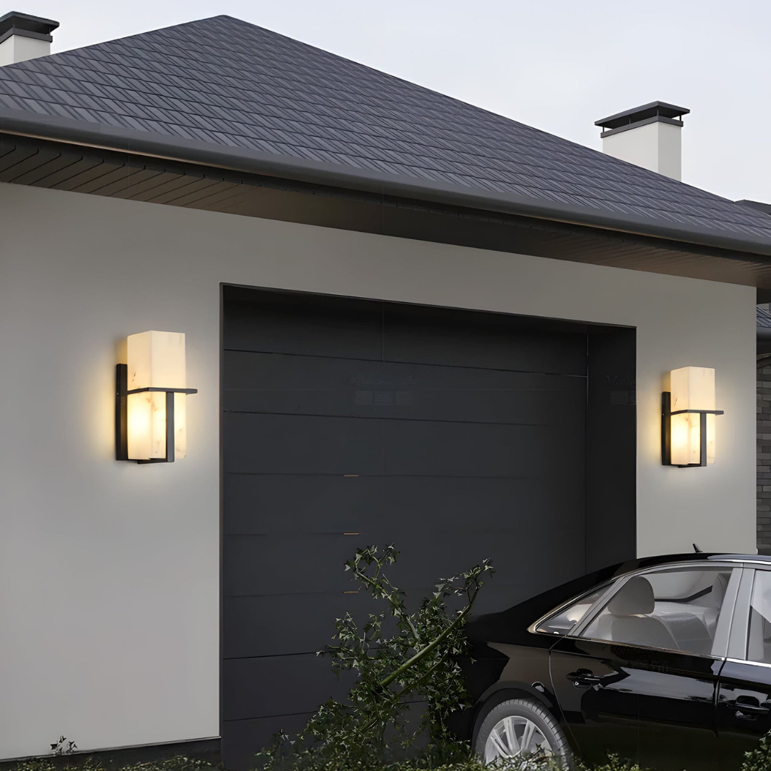 Roestvrijstalen Wandlamp met Marmer Effect – Duurzaam en Elegant voor Binnen en Buiten