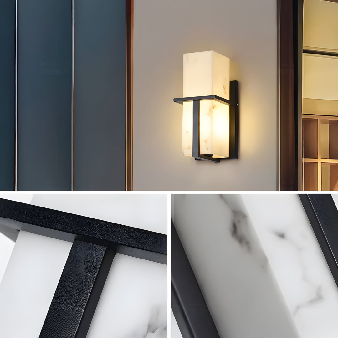 Roestvrijstalen Wandlamp met Marmer Effect – Duurzaam en Elegant voor Binnen en Buiten
