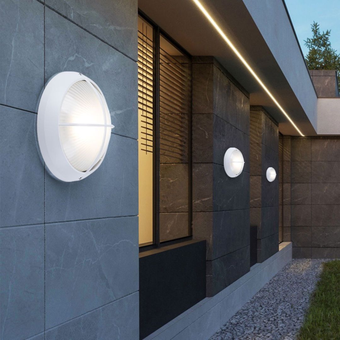 Set Buiten LED-Wandlampen, 26 cm Rond Wit Gietaluminium, IP44