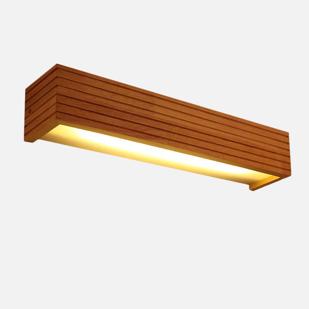 Houten LED Wandlamp – Rustiek en Energiezuinig voor de Badkamer