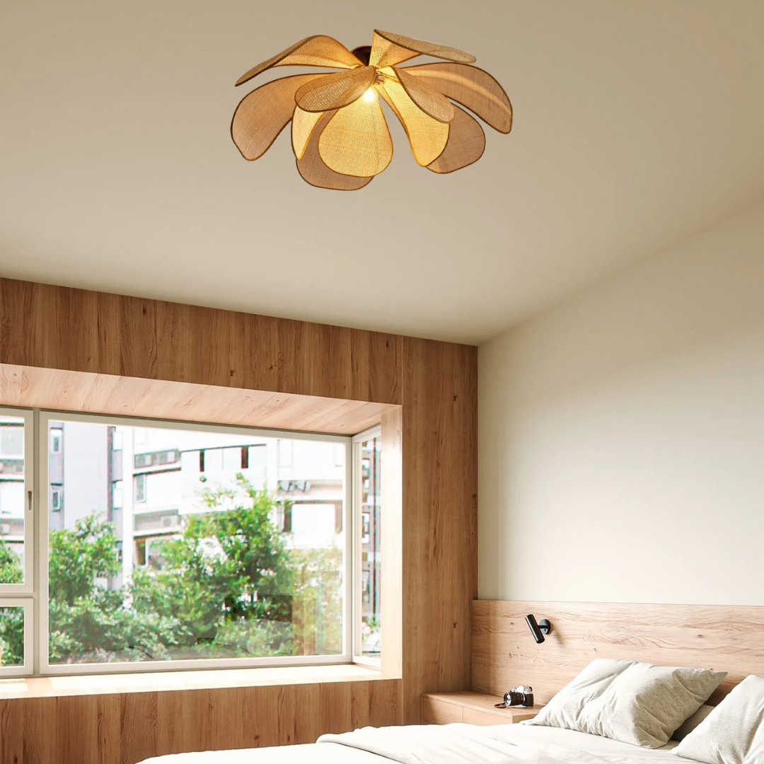 Antieke Rattan Plafondlamp – Vintage Plafonniere voor Slaapkamer 30-100 cm