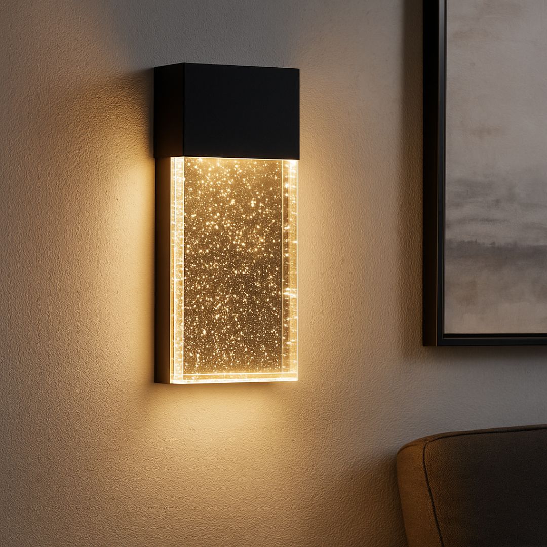 Wandlamp Zwart met Bubble Glas en CCT Selectie voor Binnengebruik