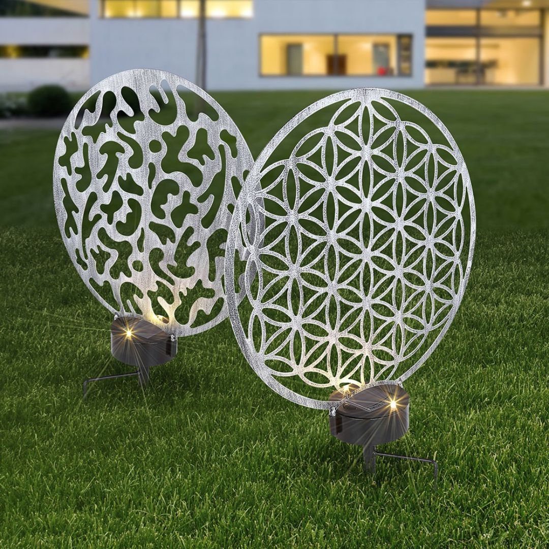 LED Solarlamp Antiek Zilver met Grondpen voor Buitenverlichting