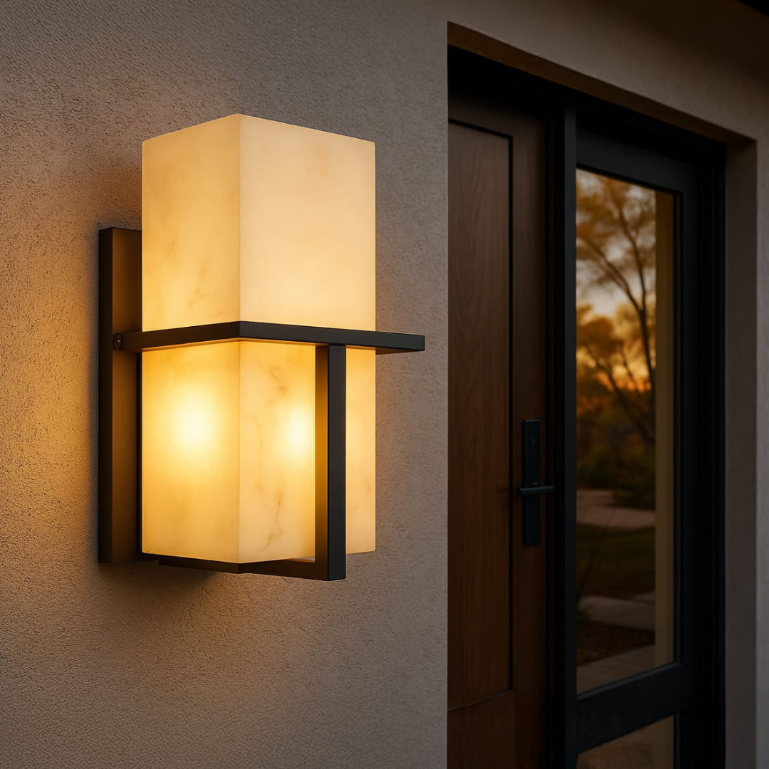 Roestvrijstalen Wandlamp met Marmer Effect – Duurzaam en Elegant voor Binnen en Buiten