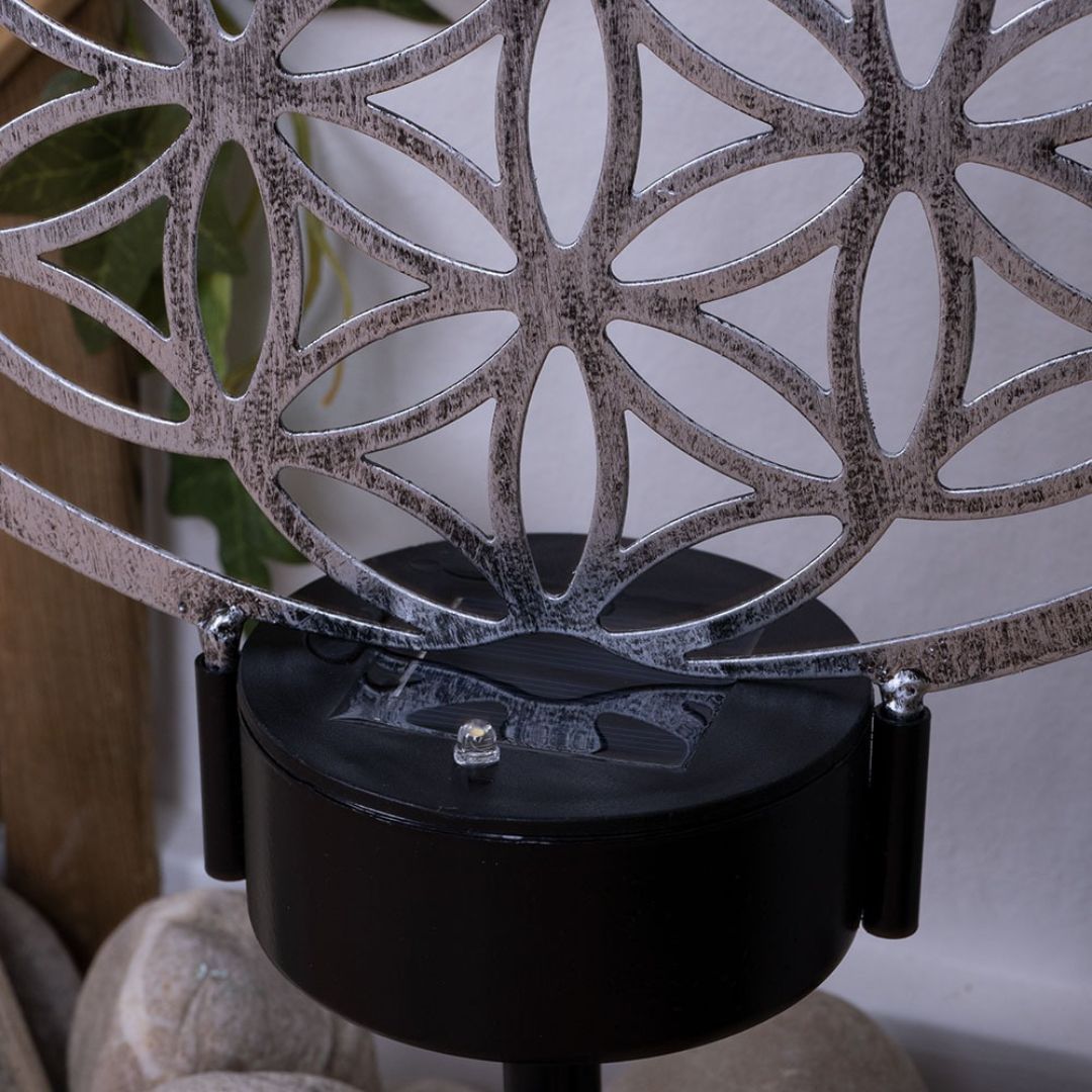 LED Solarlamp Antiek Zilver met Grondpen voor Buitenverlichting