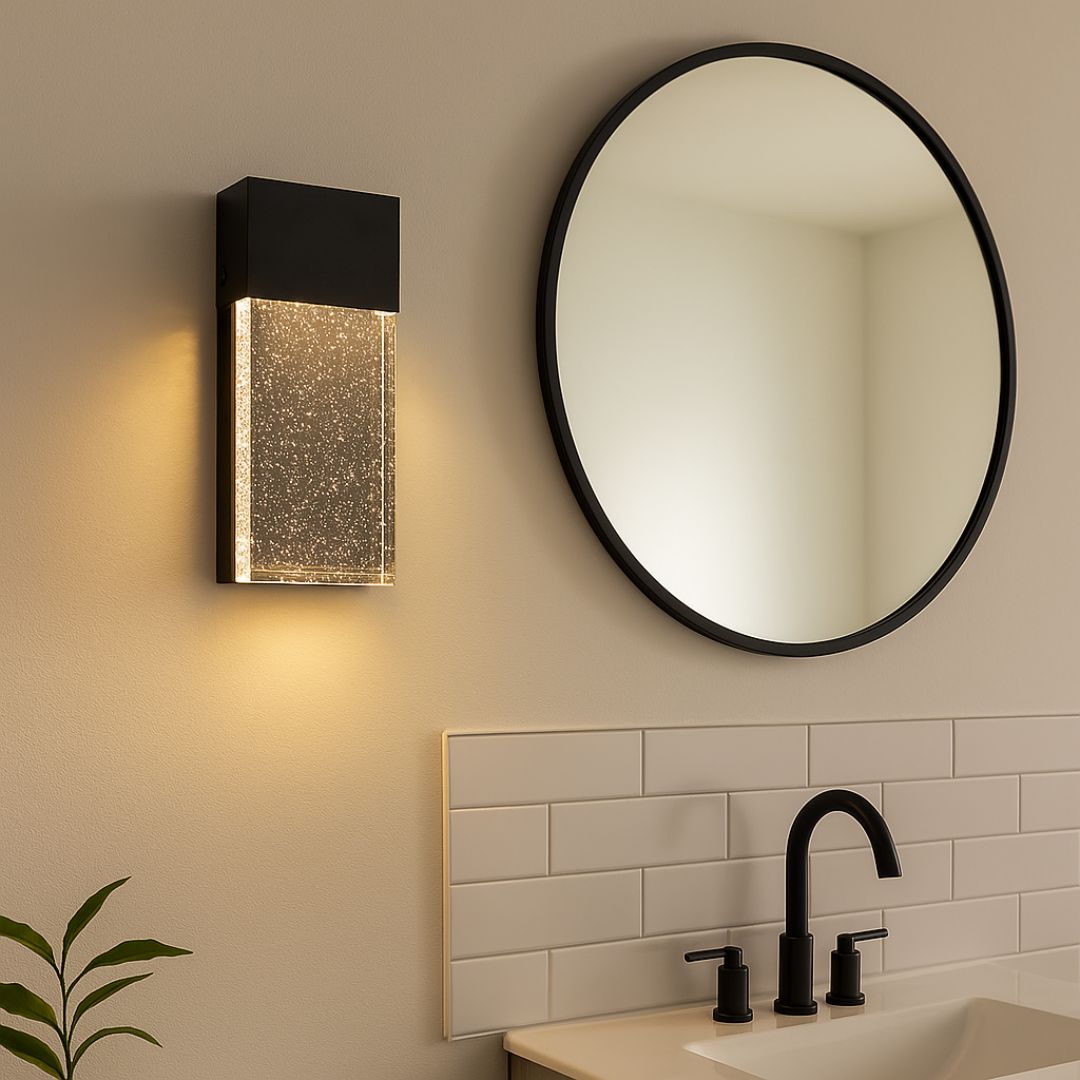 Wandlamp Zwart met Bubble Glas en CCT Selectie voor Binnengebruik