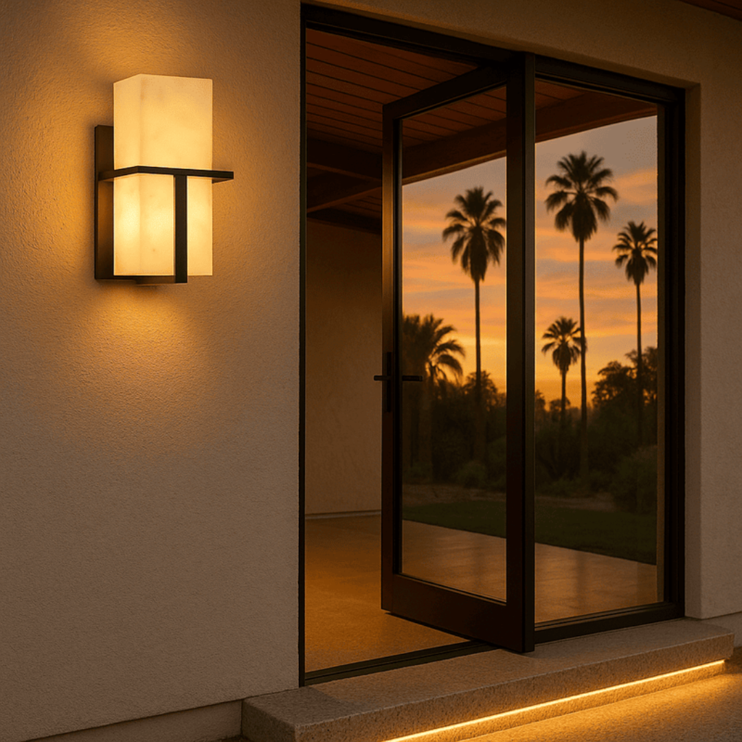 Roestvrijstalen Wandlamp met Marmer Effect – Duurzaam en Elegant voor Binnen en Buiten