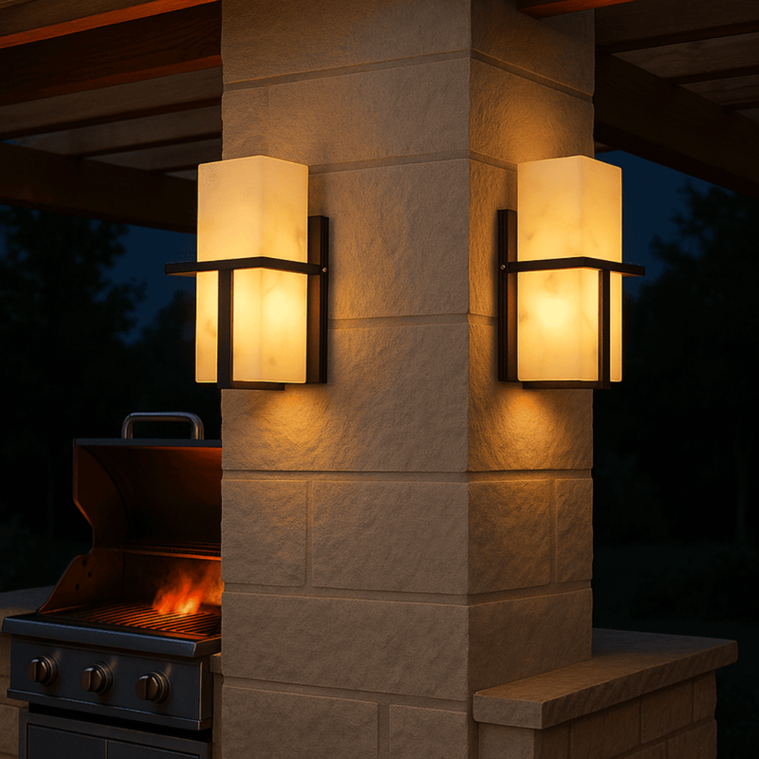 Roestvrijstalen Wandlamp met Marmer Effect – Duurzaam en Elegant voor Binnen en Buiten