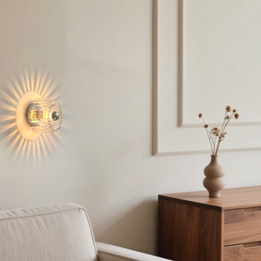 Nordic Bauhaus Wandlamp van Glas en IJzer - Minimalistisch Design voor Binnen