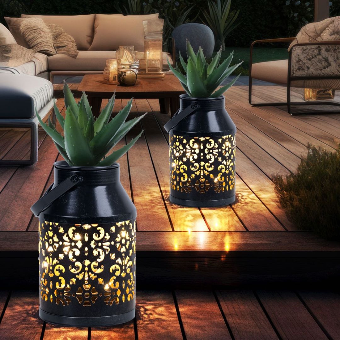 LED Solar Tuinlantaarn Zwarte Plantenlamp met Sensor