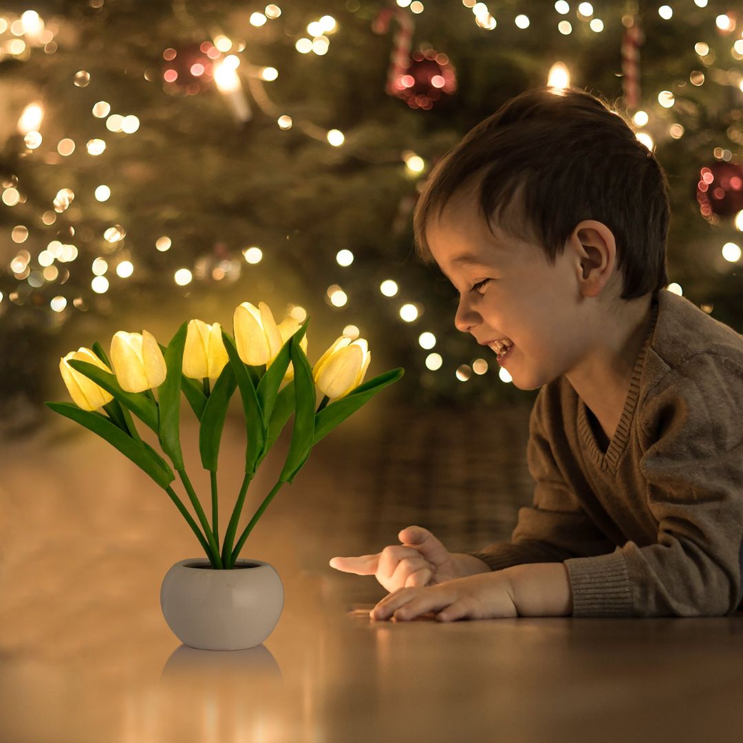 LED Tulpenlamp met Realistische Bloemen en Draadloze Voeding - Sfeervolle Decoratie