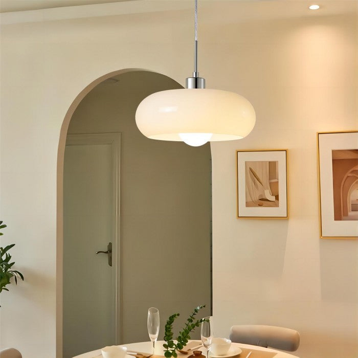 Retro Glazen Hanglamp – Bauhaus, Oranje, Scandinavisch