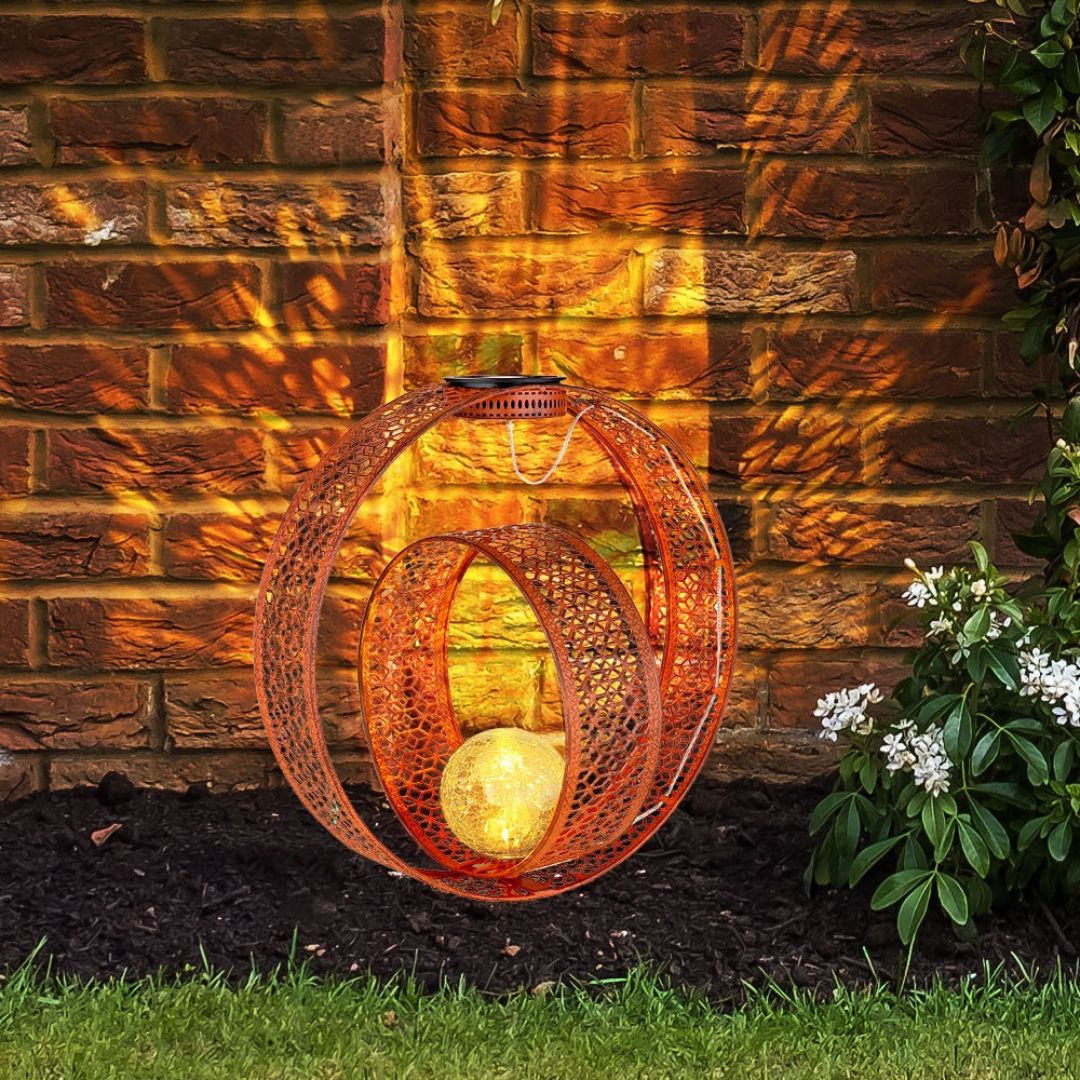 Solar Tuinlamp Roest Metaal Crackle Glas LED Buiten