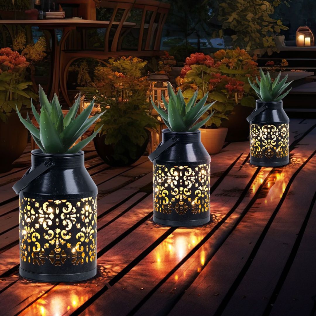 LED Solar Tuinlantaarn Zwarte Plantenlamp met Sensor