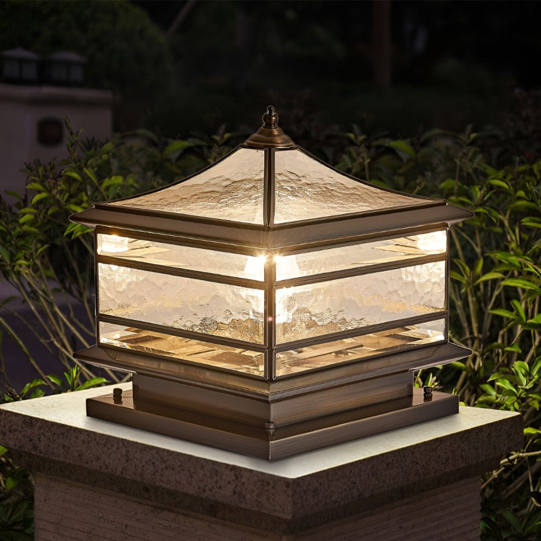 Waterdichte Buitenlamp van Koper met Gehard Glas – Solar Tuinverlichting