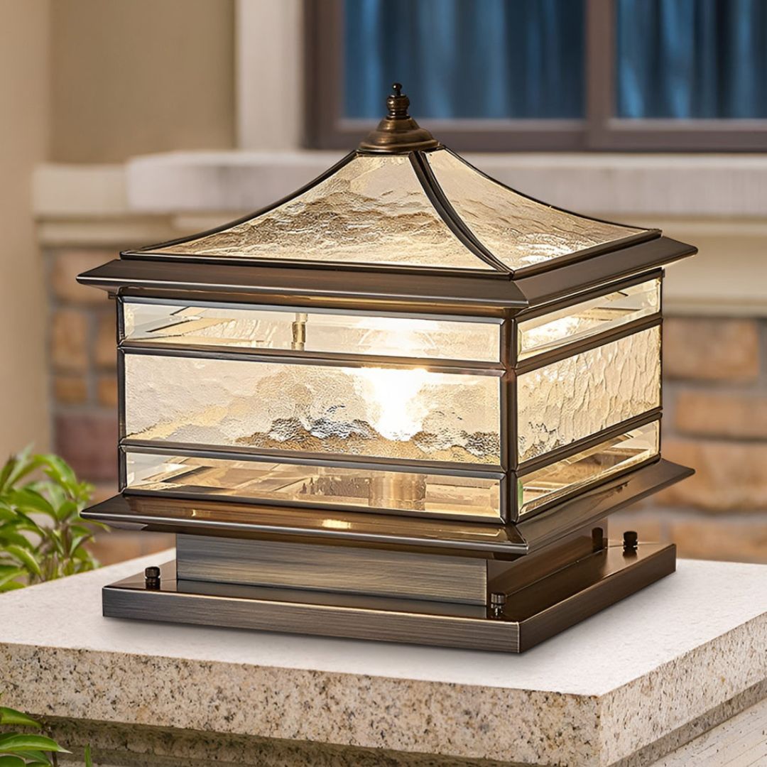 Waterdichte Buitenlamp van Koper met Gehard Glas – Solar Tuinverlichting