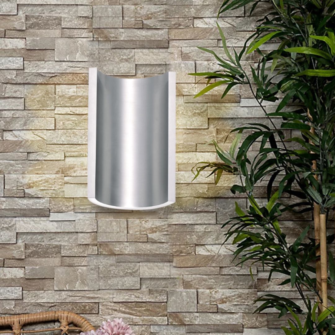 LED Buitenwandlamp Satijn Aluminium 5 inch 2-lichts Dimbaar