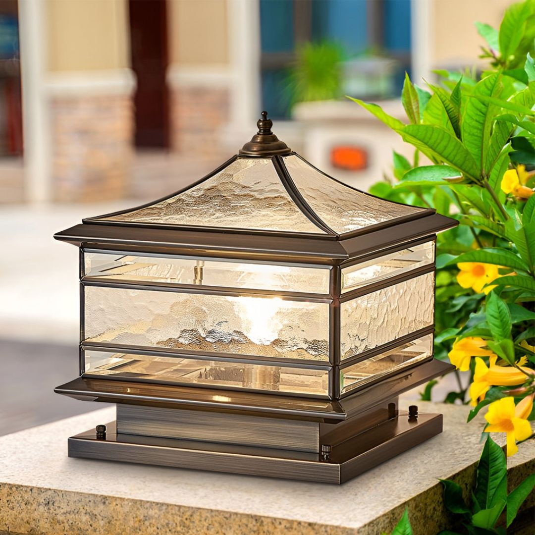 Waterdichte Buitenlamp van Koper met Gehard Glas – Solar Tuinverlichting