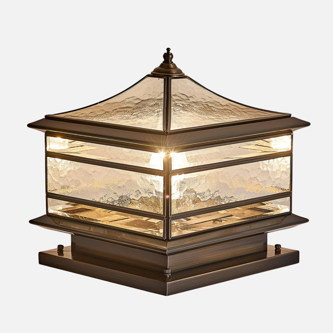 Waterdichte Buitenlamp van Koper met Gehard Glas – Solar Tuinverlichting