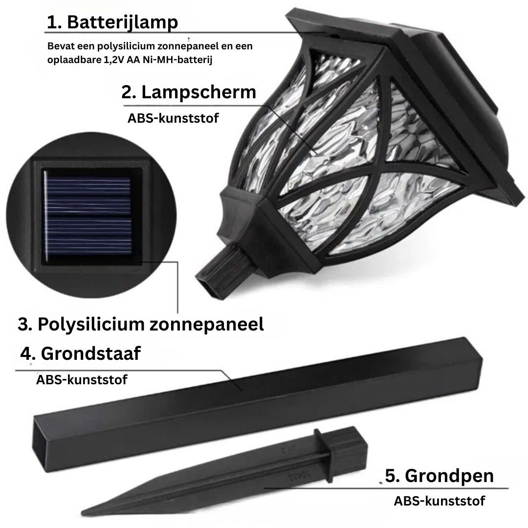 Solar LED Tuinverlichting Waterdicht 4 Stuks